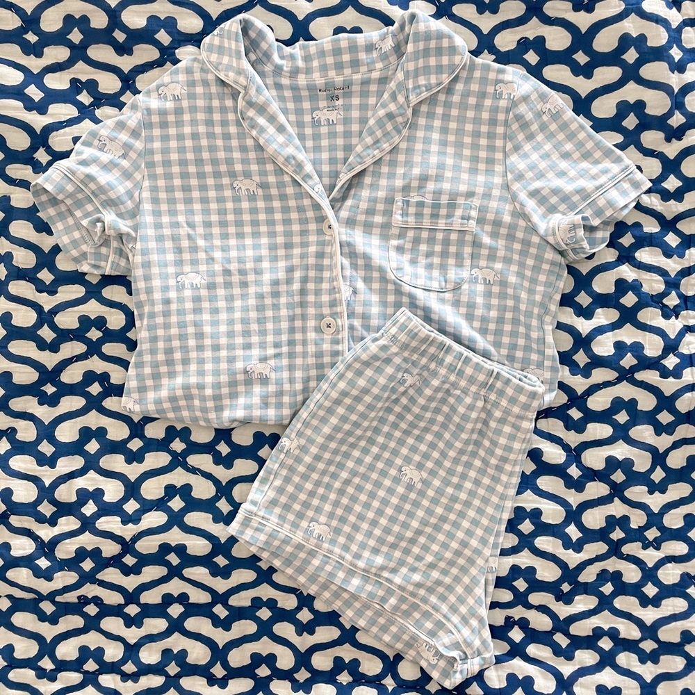 Roller Rabbit Elephant Plaid PJ Set in Blue
